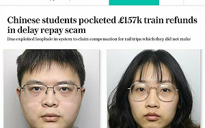 偷雞不著蝕把米! 2留英中國學生利用鐵路賠償漏洞詐逾14萬英鎊 結果慘了....