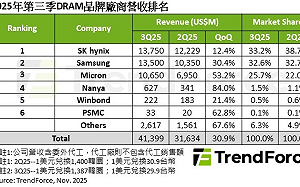 DRAM Q3爆發、價格Q4再漲！SK hynix居第一卻掉市占 「這兩家」急追