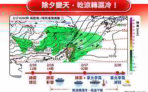 除夕變天！林老師氣象站：鋒面報到轉濕冷 北台低溫探13度、影響到初四