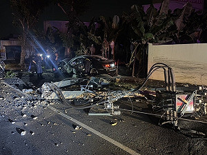 高雄駕駛拒檢撞警車逃逸　自撞落網查獲依托咪酯