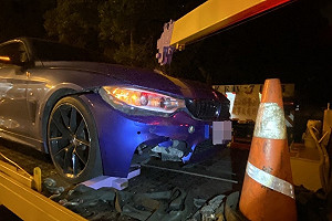 國道1號林口路段多車撞掉落物受損 警調監視器追查