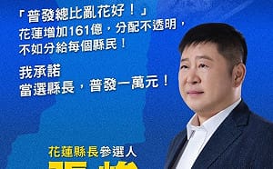 張峻拋震撼彈！當選花蓮縣長將「普發1萬元」：普發總比亂發好