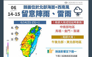 梅雨鋒面壓北台！中南部防短延時豪雨　台東恐飆36度焚風