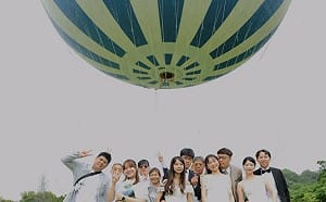 南投集團婚禮新人搭氦氣球鳥瞰山城 爽中北海道蜜月大獎