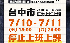 巴威來襲！台中市「罕見」公告  搶先全台宣布11日停班停課