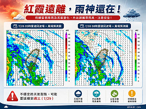 紅霞登陸中國仍甩水氣！林得恩：不穩定天氣恐持續至週三