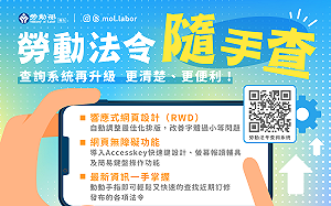 勞動部法令查詢系統再升級！新增無障礙功能更便民  