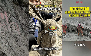 (影) 中國救災秀？挖2公尺就「救出被埋者」 救援人員衣服沒沾泥 對淤泥喊「有沒有人」