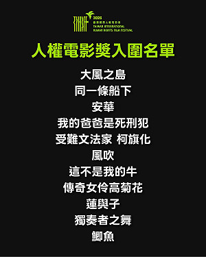 2026人權電影獎 11部入圍名單出爐「展現多元人權關懷」9/19舉行頒獎典禮
