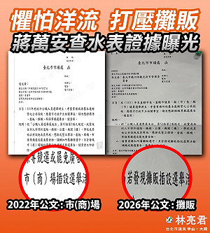 「洋流」標語遭要求拆除？林亮君揭北市府公文變動 批蔣萬安變相查水表