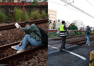 台南鐵路地下化！女闖平交道坐軌自拍 網轟：也想地下化嗎？