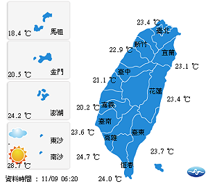 今北部東北部變涼有陣雨或局部大雨 中部早晚溫差10度