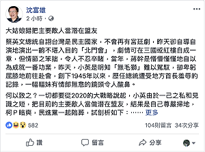 評論「蔡柯會」 沈富雄：大姑娘錯把主要敵人當潛在盟友