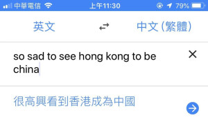 翻譯驚見「高興看到香港成為中國」　Google：非故意錯誤