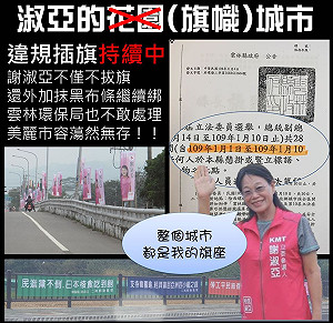 謝淑亞違規掛競選旗 嗆張麗善「叫我怎麼選下去？」