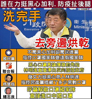 被政治口水沾滿的口罩！只是堵藍開戰藍營