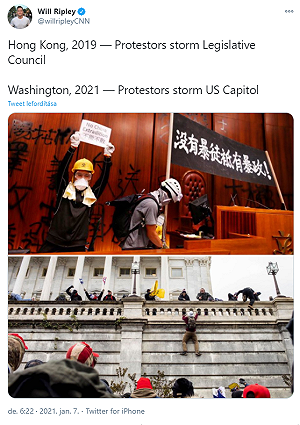 川粉國會暴動 CNN記者發了這張對比圖 香港民主派氣炸圍攻