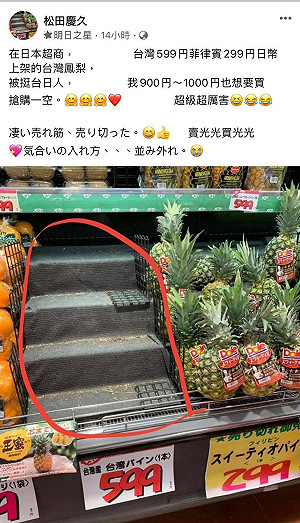 日本搶購台灣鳳梨 「1顆1千日幣也買」立委：患難見真情