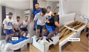 東奧紙板床實測影片曝！9名男性運動員一起跳才垮