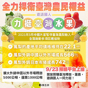 自己的水果自己吃！ 陳吉仲籲全民「一起用新台幣力挺台灣釋迦和蓮霧」