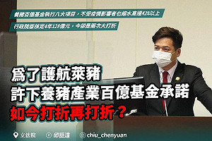 去年護航萊豬 百億護農預算卻打折再打折 他批 :「有沒有覺得有失信於農民？」