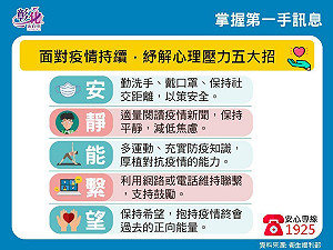 彰化今＋2417！王惠美推紓壓5大招 照顧後疫情生活的心理健康