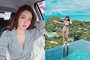 姚采辰站「超高泳池邊緣」嚇壞粉絲！急PO雪乳照報平安