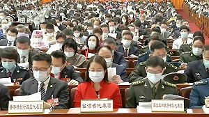兩條路給你選！人大偽「台灣代表團」 兩旁坐「香港行政區、解放軍」