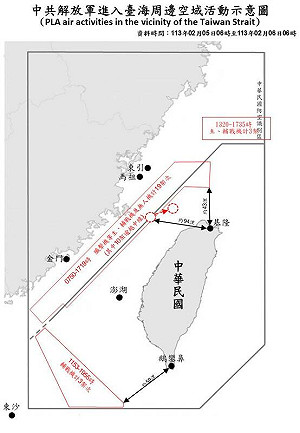 國防部偵獲13架共機逾越海峽中線擾台 最近僅離基隆43浬
