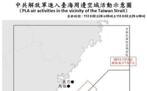 中國26機艦台海周邊活動  9架軍機越中線距基隆僅43浬  