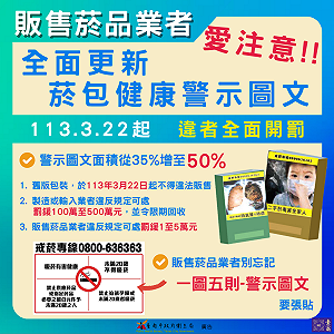 菸品警示圖3/22起擴大至50％！ 國健署：違者最高罰500萬