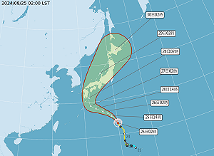 中颱珊珊週二最強!路徑將大迴轉 赴日本注意