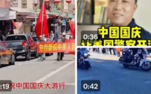 中共國慶舊金山遊行美警開道 參議員致詞! 五毛興奮高喊美國「順從」了