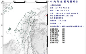連假首日清晨宜蘭外海規模5.3地震 8縣市有感