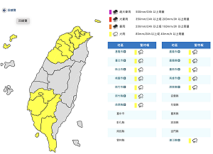 南部已降豪雨！氣象署再發13縣市「大雨特報」最新警戒區曝