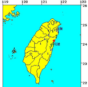 花蓮連9震 最大震度5級