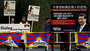 習近平訪法談中國夢 藏人巴黎街頭抗議