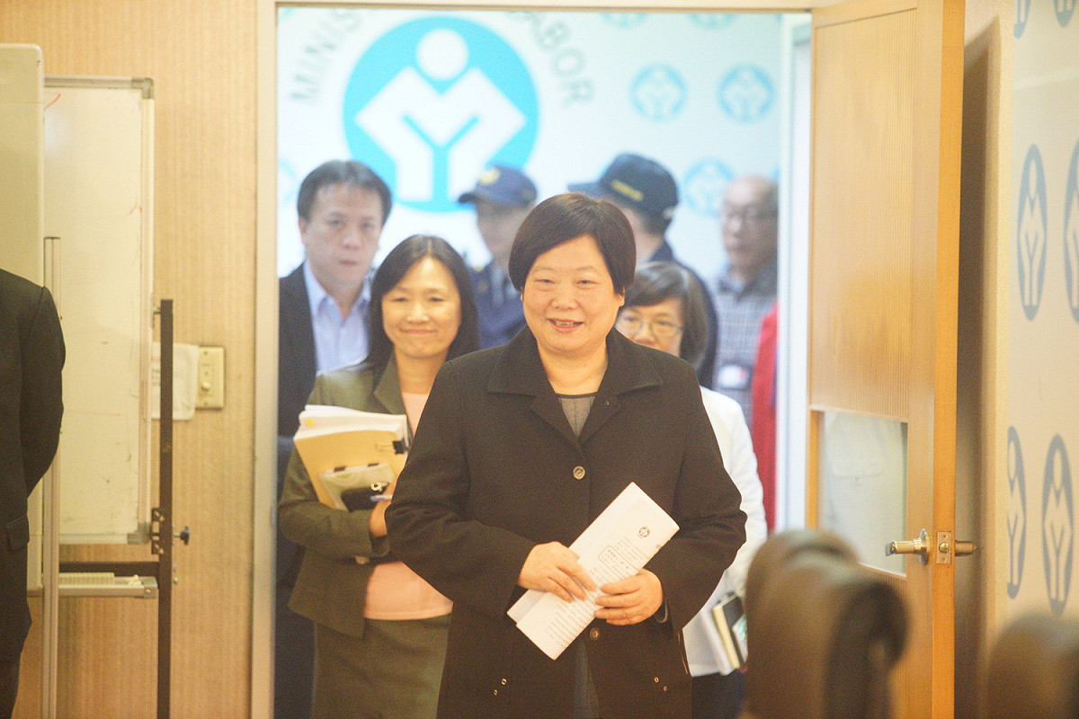 勞動部長林美珠記者會。 圖：張良一/攝