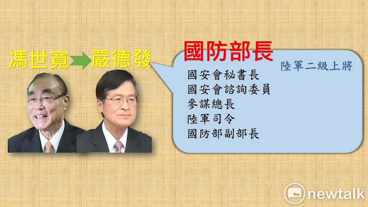 0223內閣改組，國防部長馮世寬卸任，由嚴德發接任。 圖：新頭殼製作