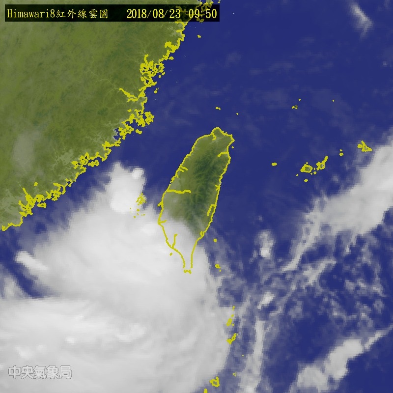 中央氣象局持續發布熱帶性低氣壓特報，今（２３）日臺南以南及臺東地區有局部大雨或豪雨，其中高屏山區有局部豪雨或大豪雨發生的機率。 圖：翻攝自中央氣象局 (資料照片)