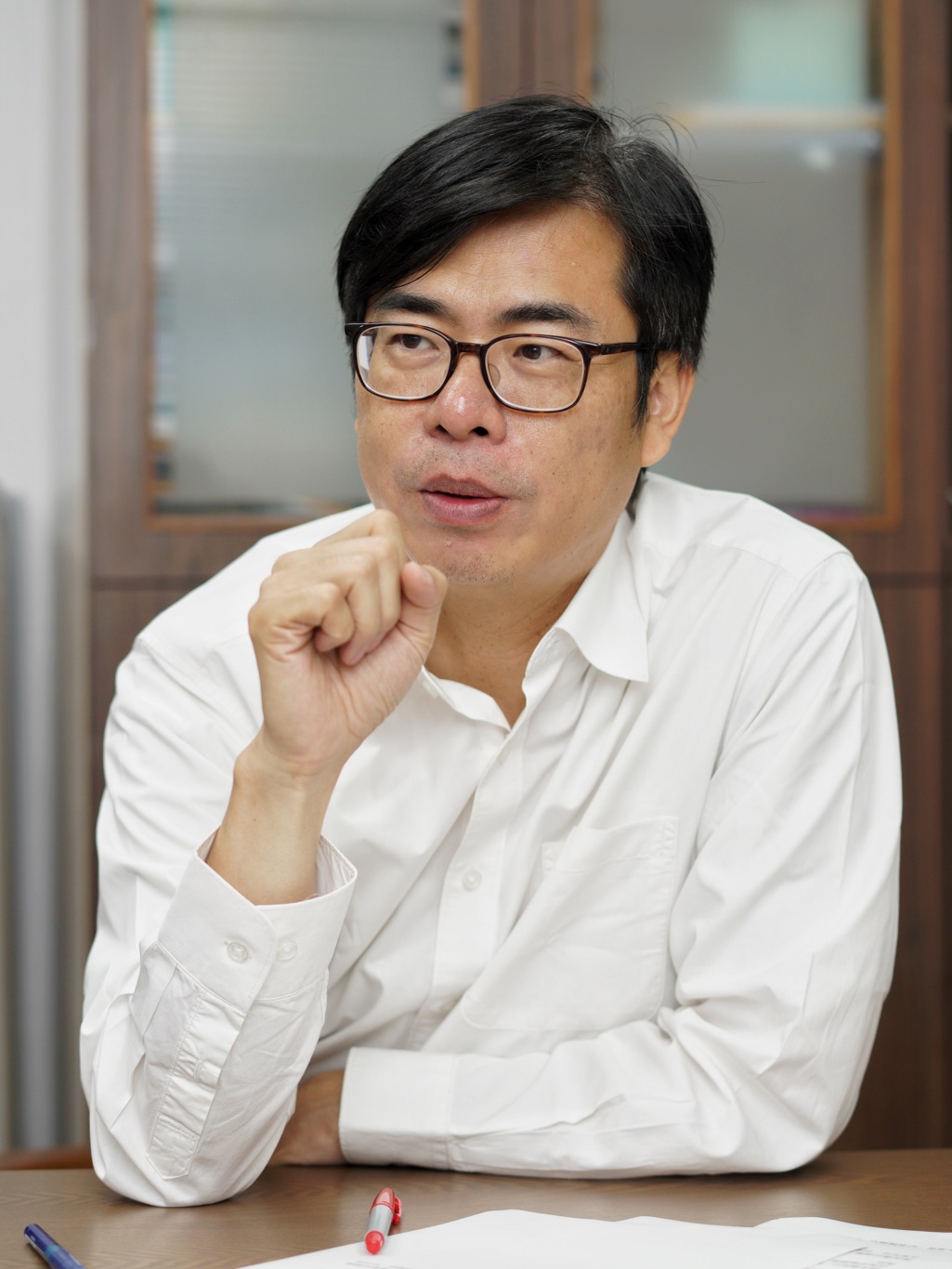 陳其邁宣示，高雄輕軌二階段目前遇到一些問題，「我上任以後，會把這些問題解決！」 圖：張良一/攝