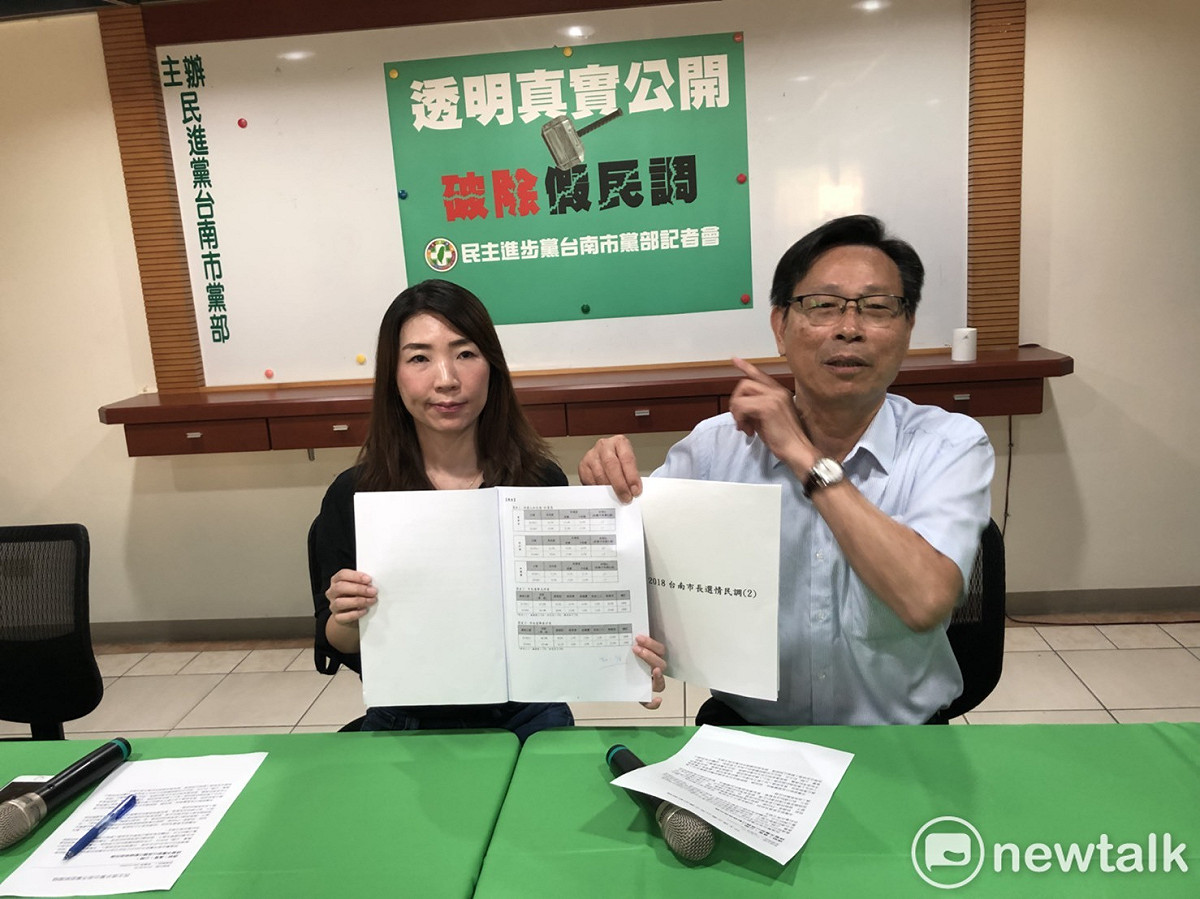 民進黨台南市黨部公布民進黨中央黨部民調中心近日完成的民調，並以「透明、真實、公開」的形式公佈民調細節，供大眾檢視。 圖：黃博郎/攝