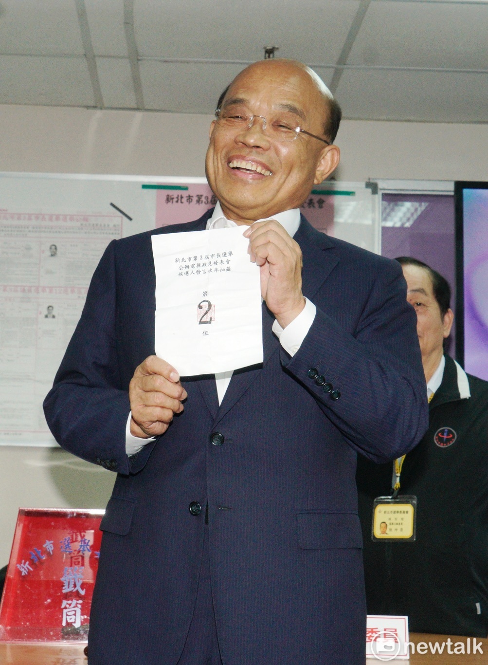 民進黨新北市長候選人蘇貞昌出席新北市長選舉電視辯論會。 圖：張良一/攝（資料照片）