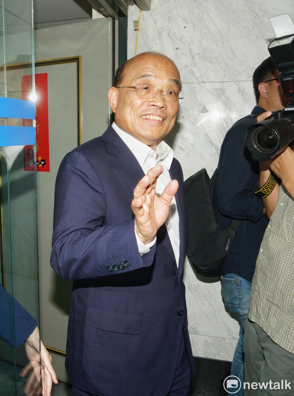 民進黨新北市長候選人蘇貞昌參加新北市長選舉電視辯論會。 圖：張良一/攝