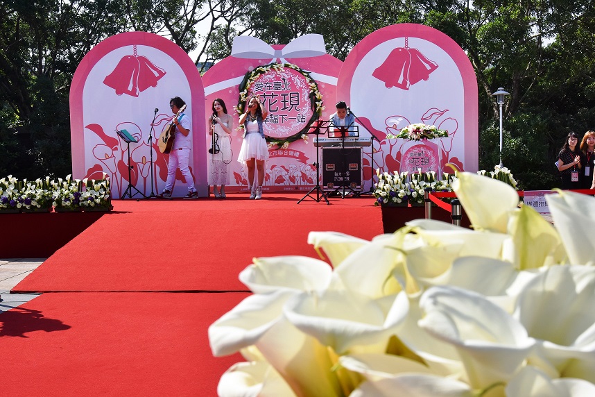 台北市政府於3月10日在花博公園舞蝶館舉辦108年度第1場的聯合婚禮。 圖：台北市政府/提供