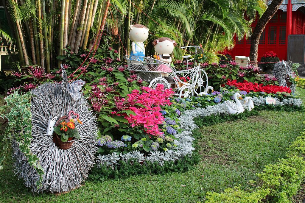 園區內節點花藝設計展現新春熱鬧氛圍 圖：台北市公園處/提供
