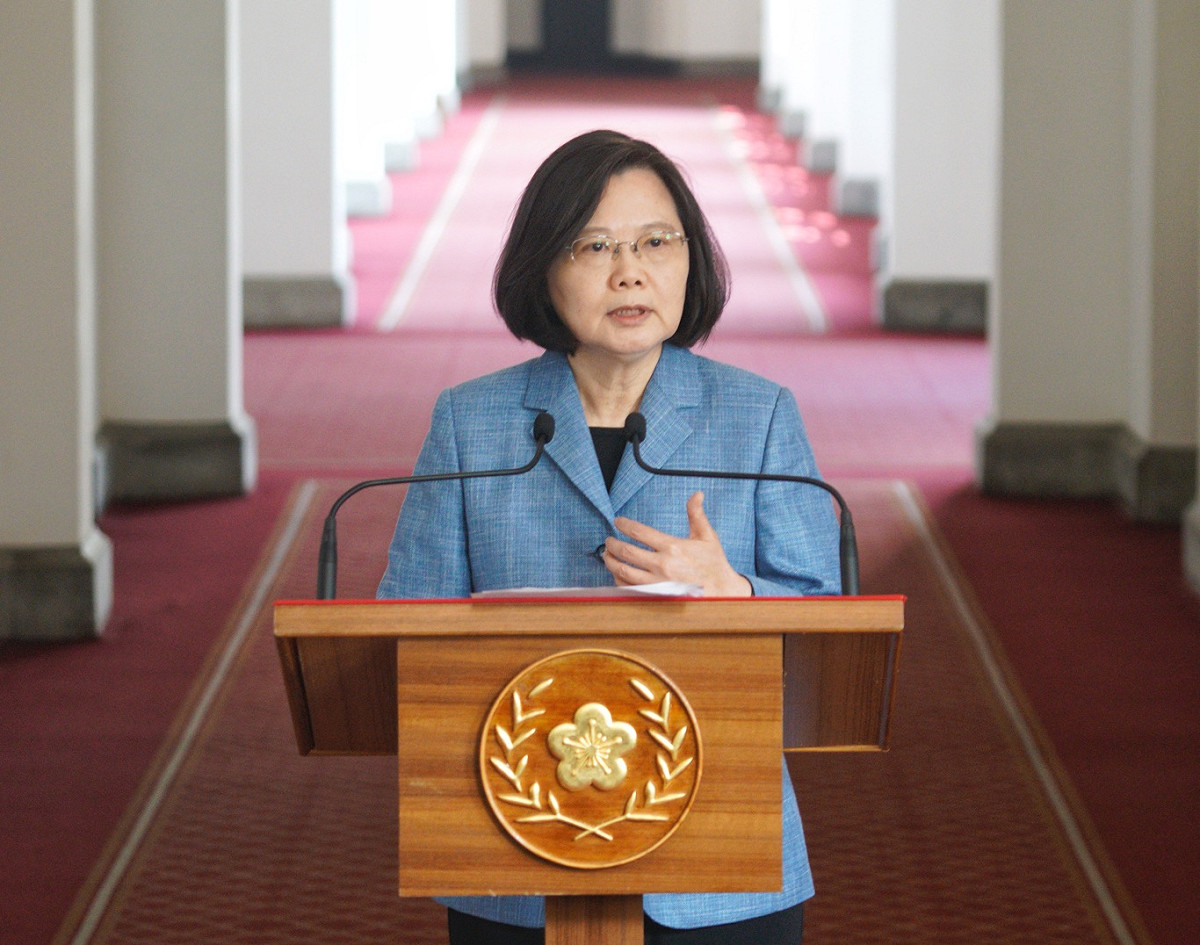 蔡英文總統迴廊談話。 圖：張良一/攝(資料照)