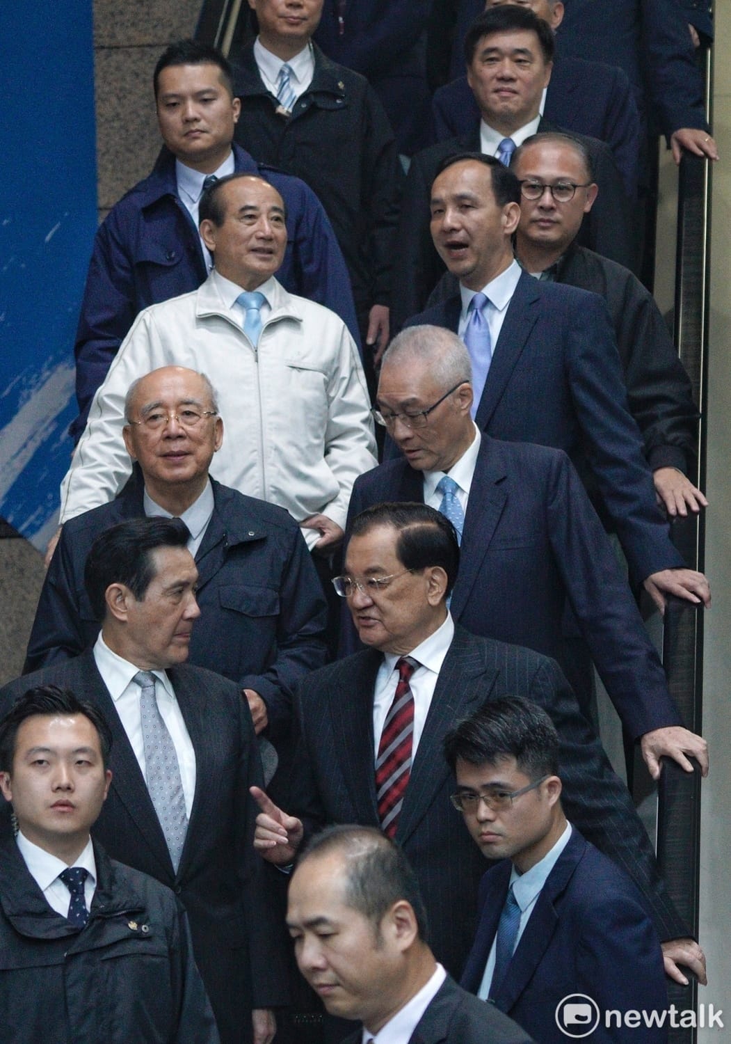 國民黨主席吳敦義、前總統馬英九、前新北市長朱立倫和前立法院長王金平共同出席國民黨中央舉行的「恭祝福德正神聖誕千秋」祭典。 圖：張良一/攝