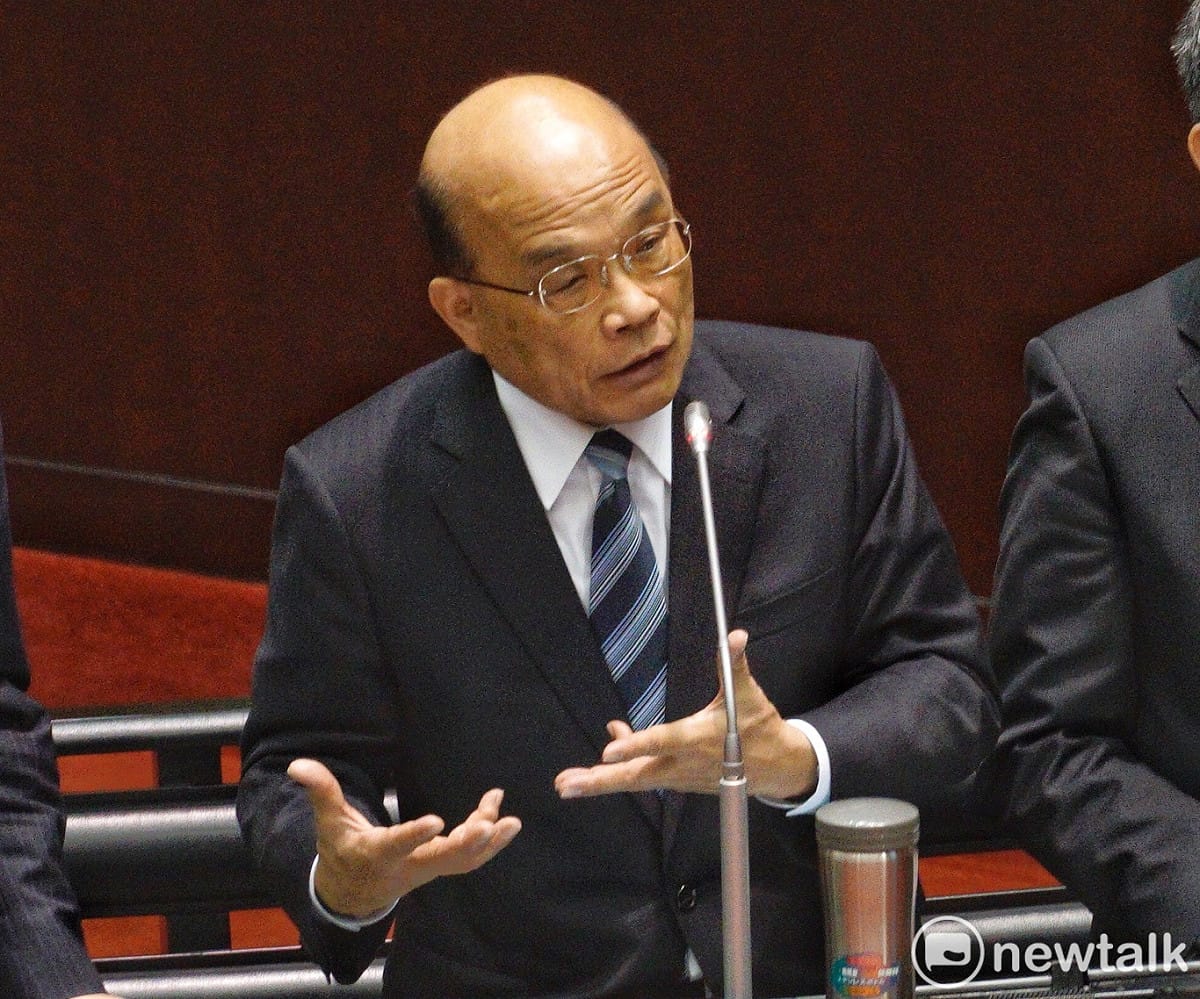 行政院長蘇貞昌嗆，如果郭董能帶著國旗帽見習近平，並且喊出「保衛中華民國」，那才是真正的大老虎。 圖：張良一/攝（資料照片）