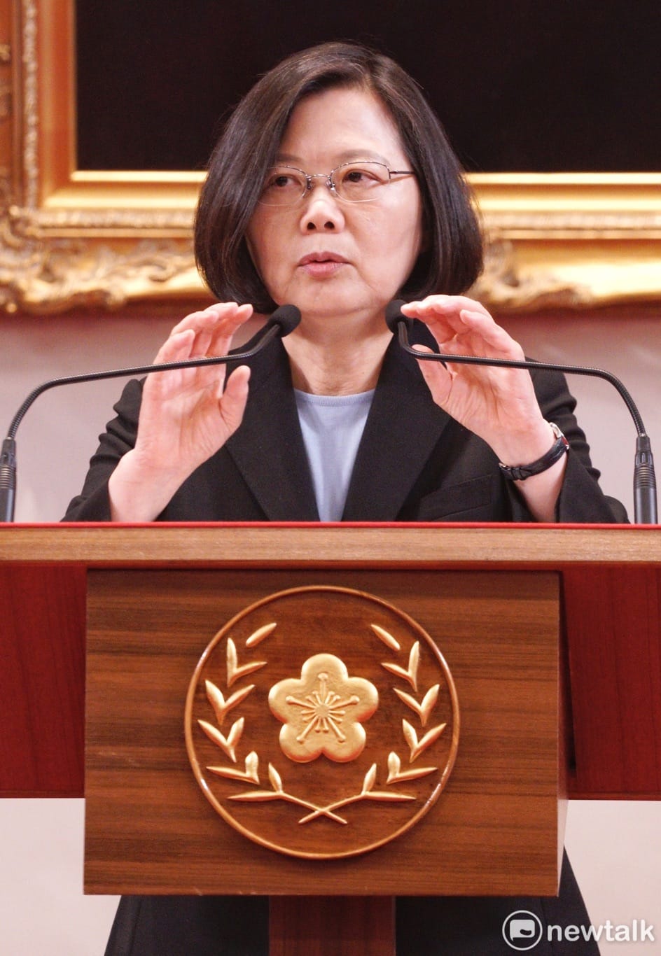 總統蔡英文今（10）天舉行國安高層會議會後記者會。 圖：張良一/攝